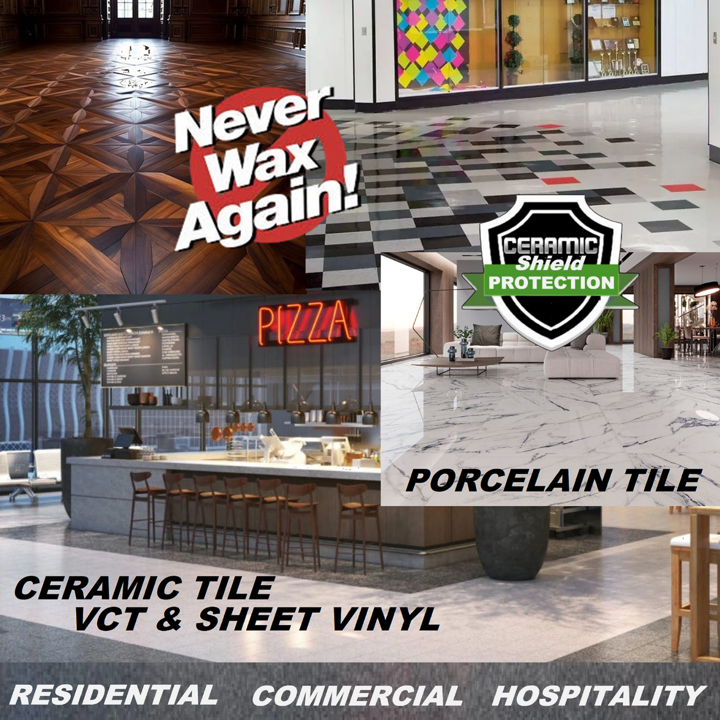 NANO FLOOR COATING CERAMIC TILES VCT ABRASION RESISTANT SATIN FINISH - 1 GALLON