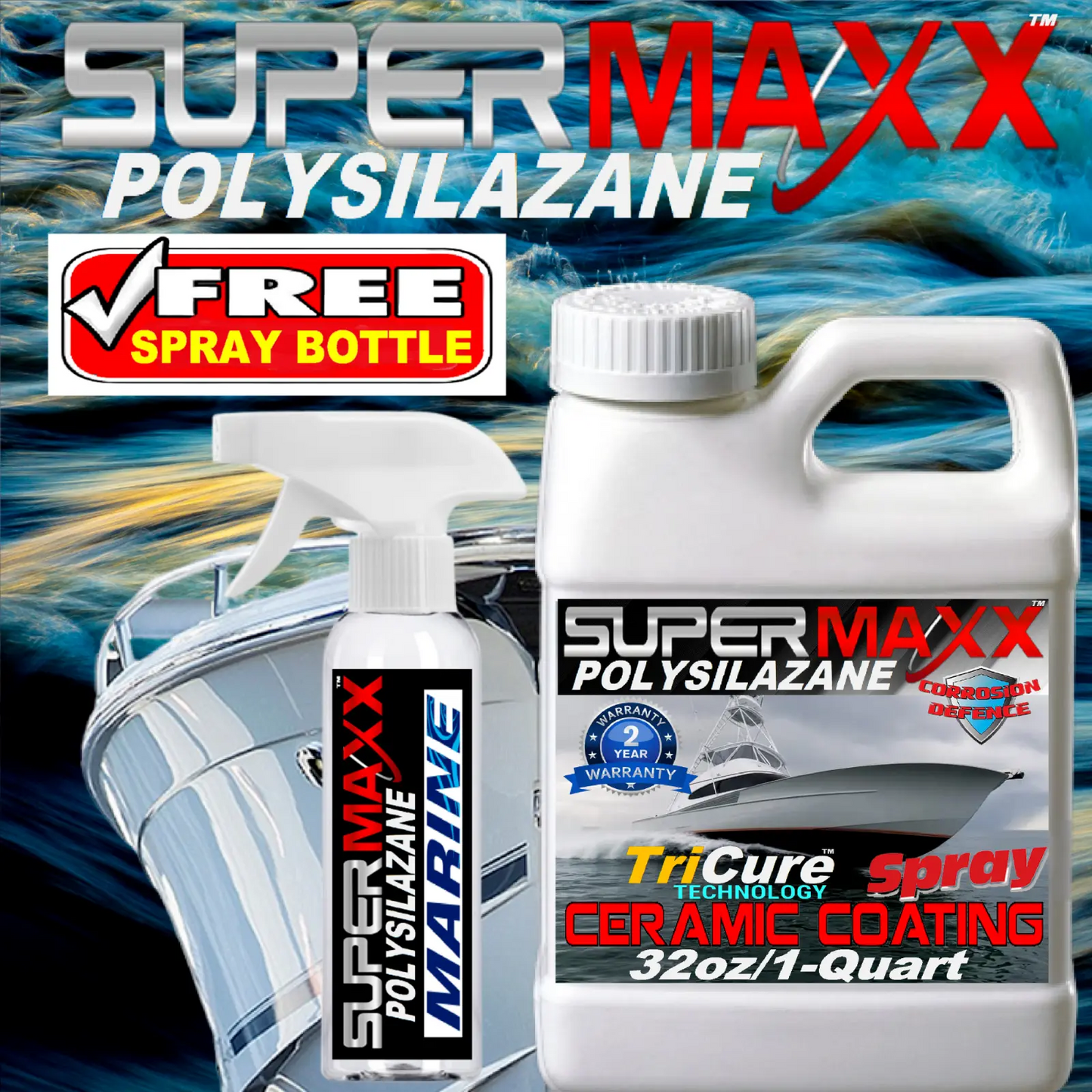 MARINE CERAMIC COATING SPRAY UV SALT GELCOAT PROTECTION