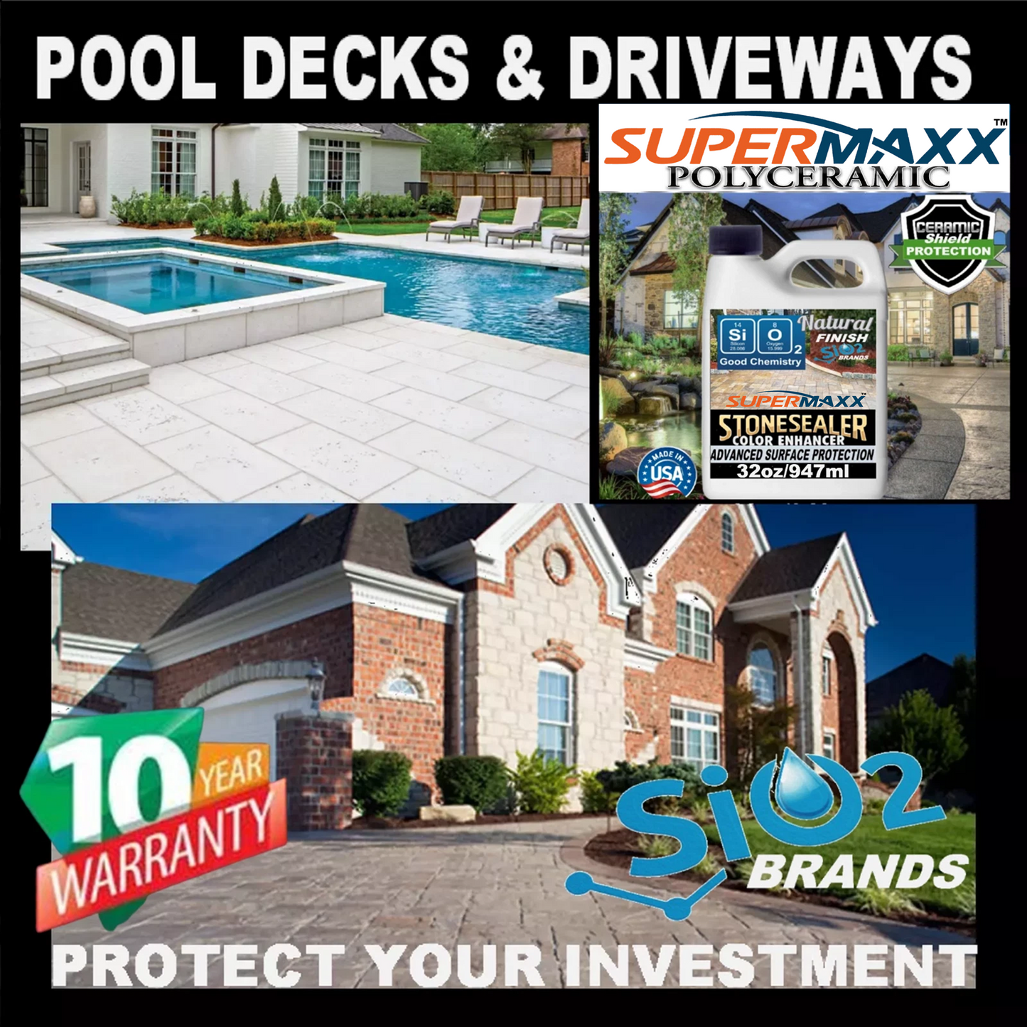 NATURAL FINISH CERAMIC PAVER SEALER FOR POOL DECKS DRIVEWAYS PATIOS - 1 QUART