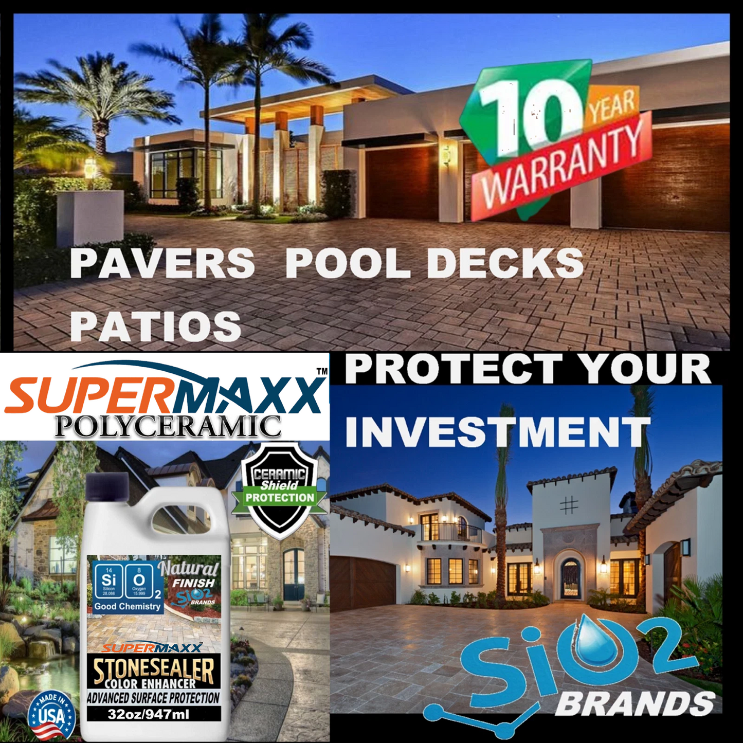 NATURAL FINISH CERAMIC PAVER SEALER FOR POOL DECKS DRIVEWAYS PATIOS - 1 QUART