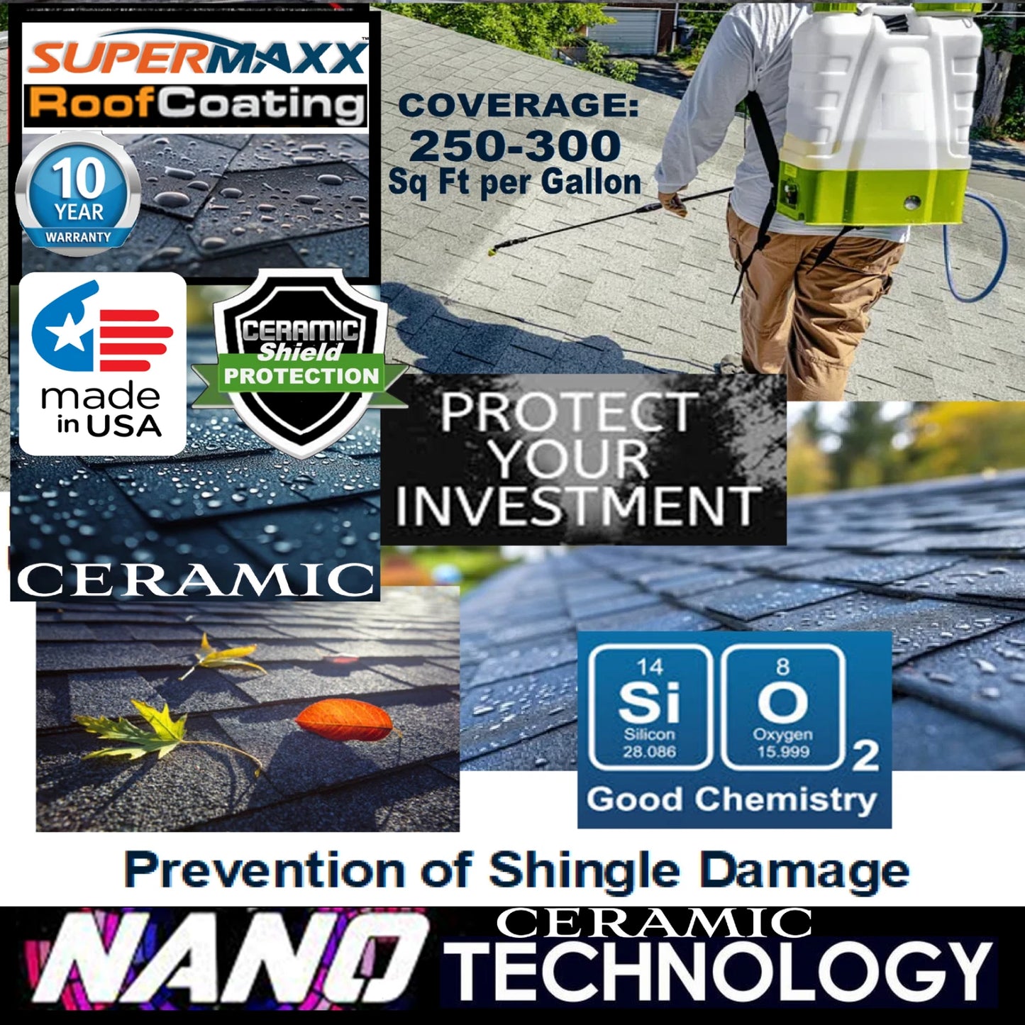SUPERMAXX NANO ROOF CLEAR COATING PROFESSIONAL" UV STAIN PROTECTION - 1 GALLON
