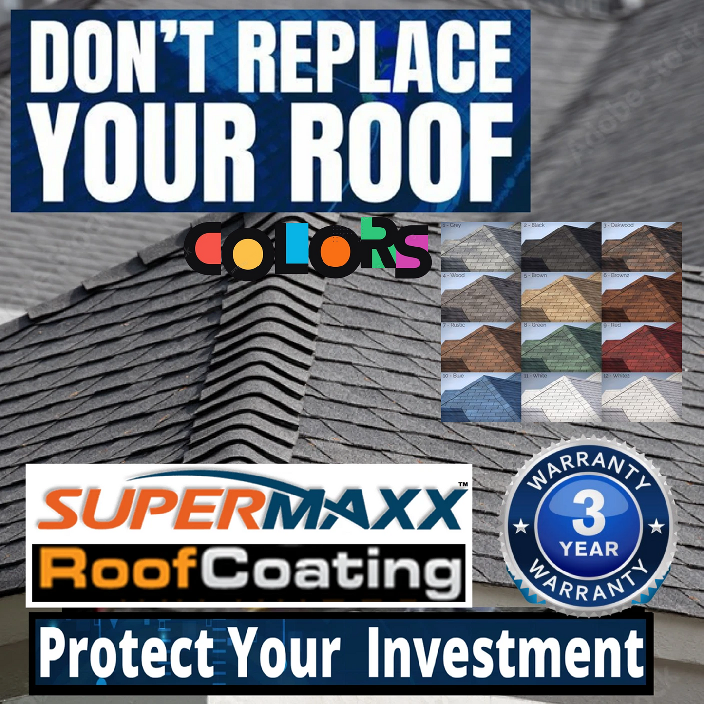 NANO ROOF COATING IN CUSTOM COLORS FOR ASPHALT SHINGLES- 5.5 GALLONS
