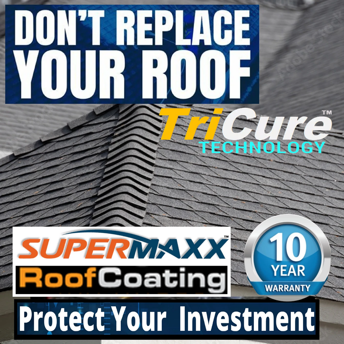 Nano Roof Coating TriCure Technology Asphalt Shingles Fiberglass  - 5 GALLONS