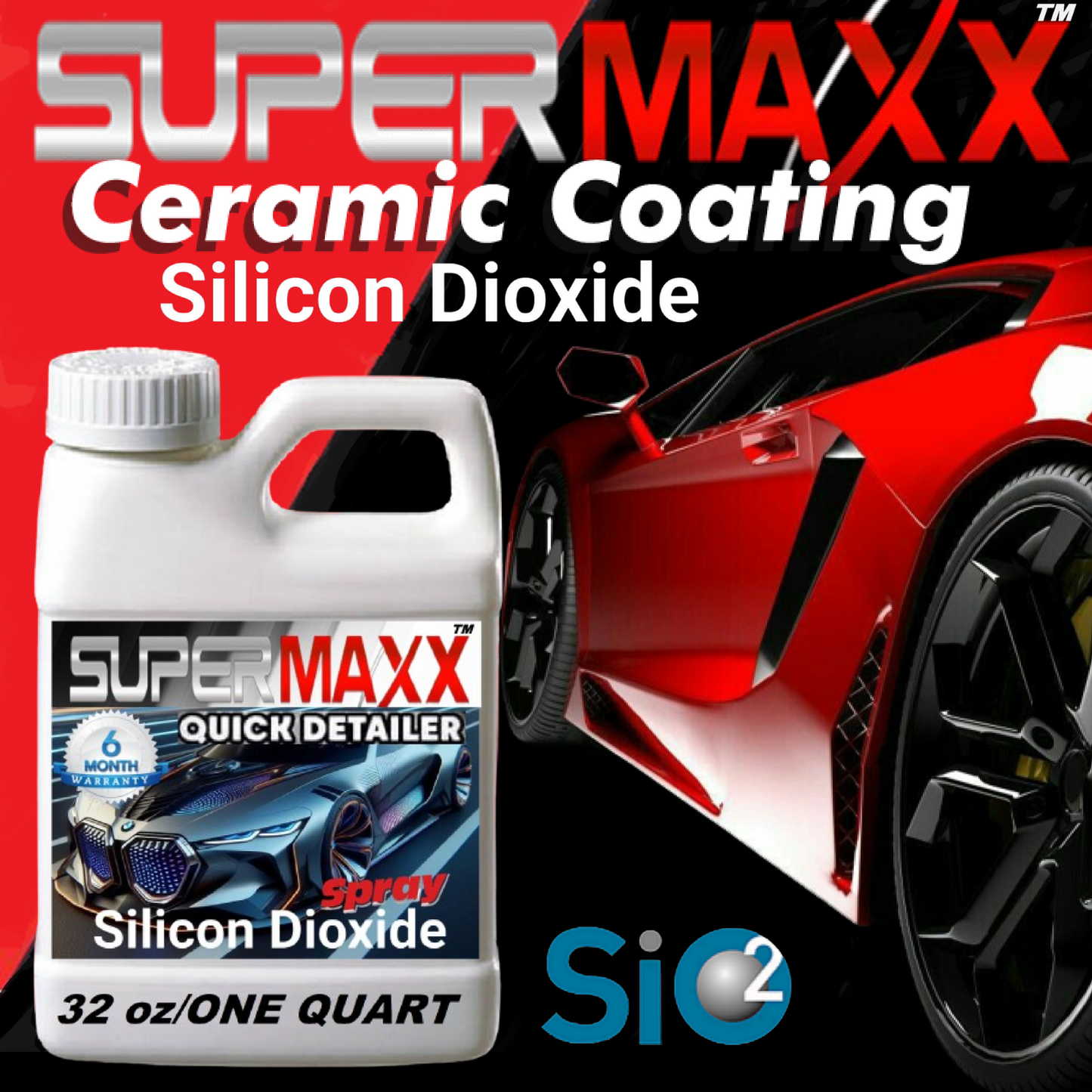 CERAMIC CAR COATING "QUICK DETAIL SPRAY" ADVANCED "SIO2" PAINT PROTECTION -32oz/1 QT