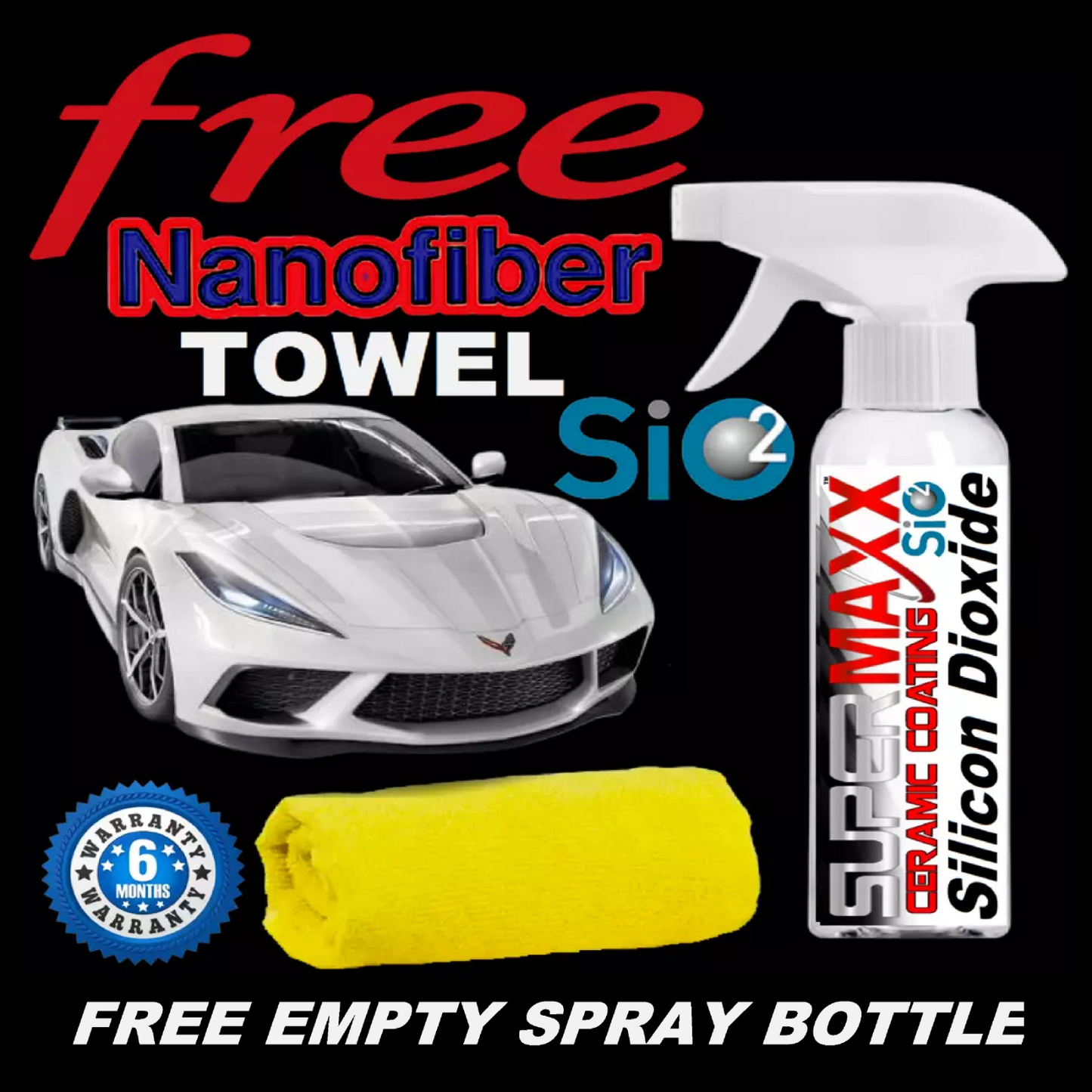 CERAMIC CAR COATING "QUICK DETAIL SPRAY" ADVANCED "SIO2" PAINT PROTECTION -32oz/1 QT