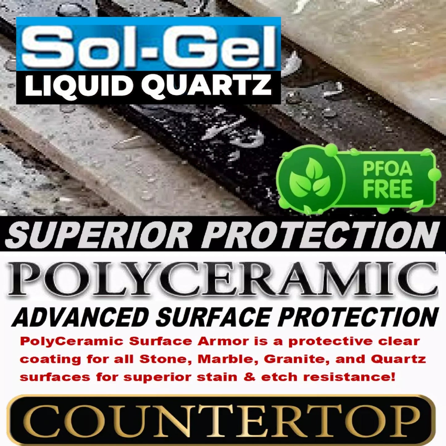 COUNTERTOP SEALER SIO2 CEAMIC COATING FOR GRANITE, STONE, MARBLE - 8 oz/237ml