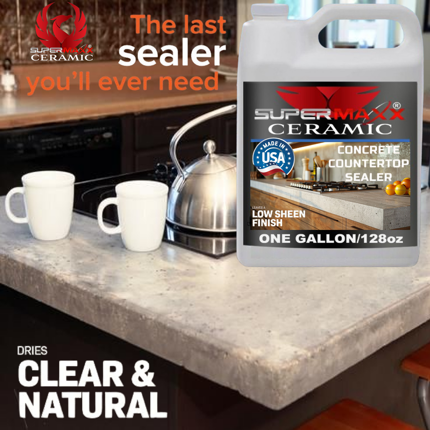 CONCRETE COUNTERTOP SEALER NATURAL FINISH CERAMIC FORMULA - ONE GALLON /128oz