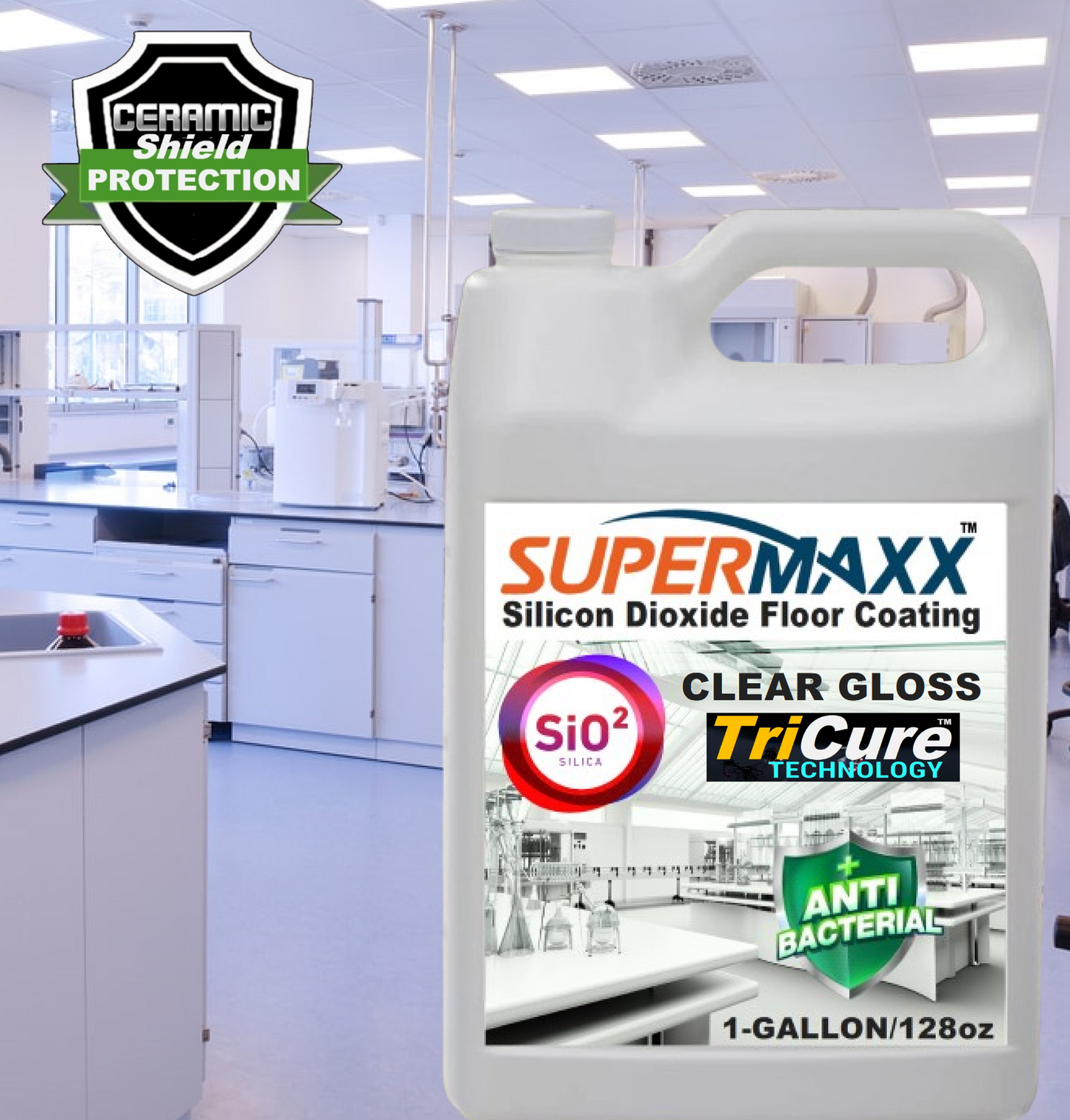 SUPERMAXX SIO2 FLOOR COATING - GLOSS or SATIN - 1 Gal/128ml