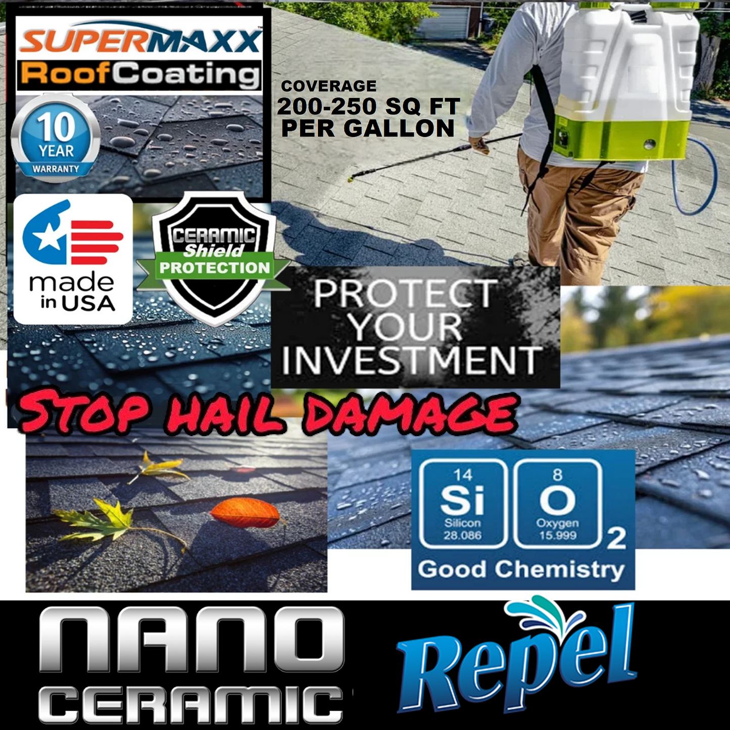 SUPERMAXX NANO SHINGLE ROOF COATING HAIL DAMAGE RESISTANT FORMULA - 1 GALLON