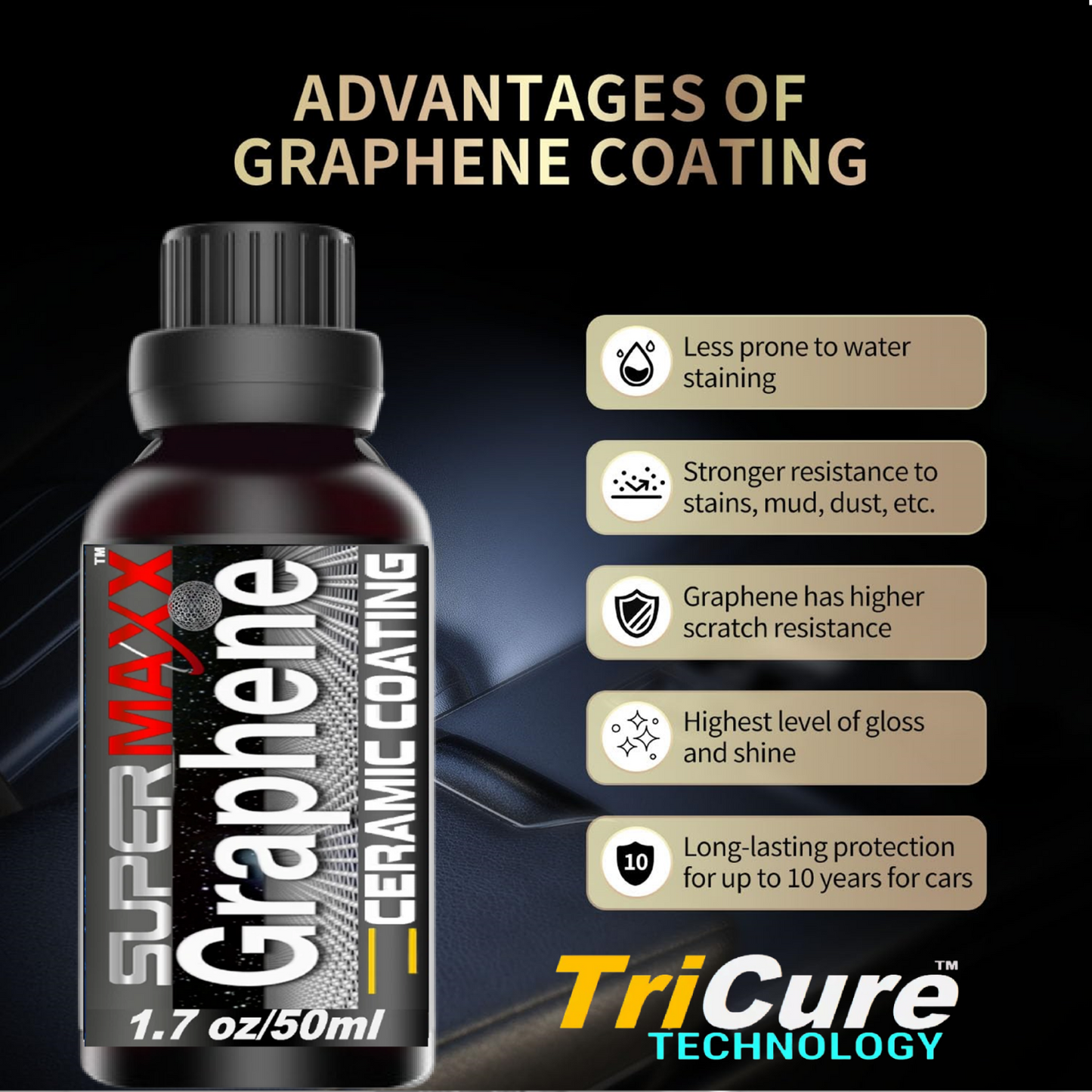 GRAPHENE HYBRID CERAMIC CAR COATING - 1.7oz/50ml