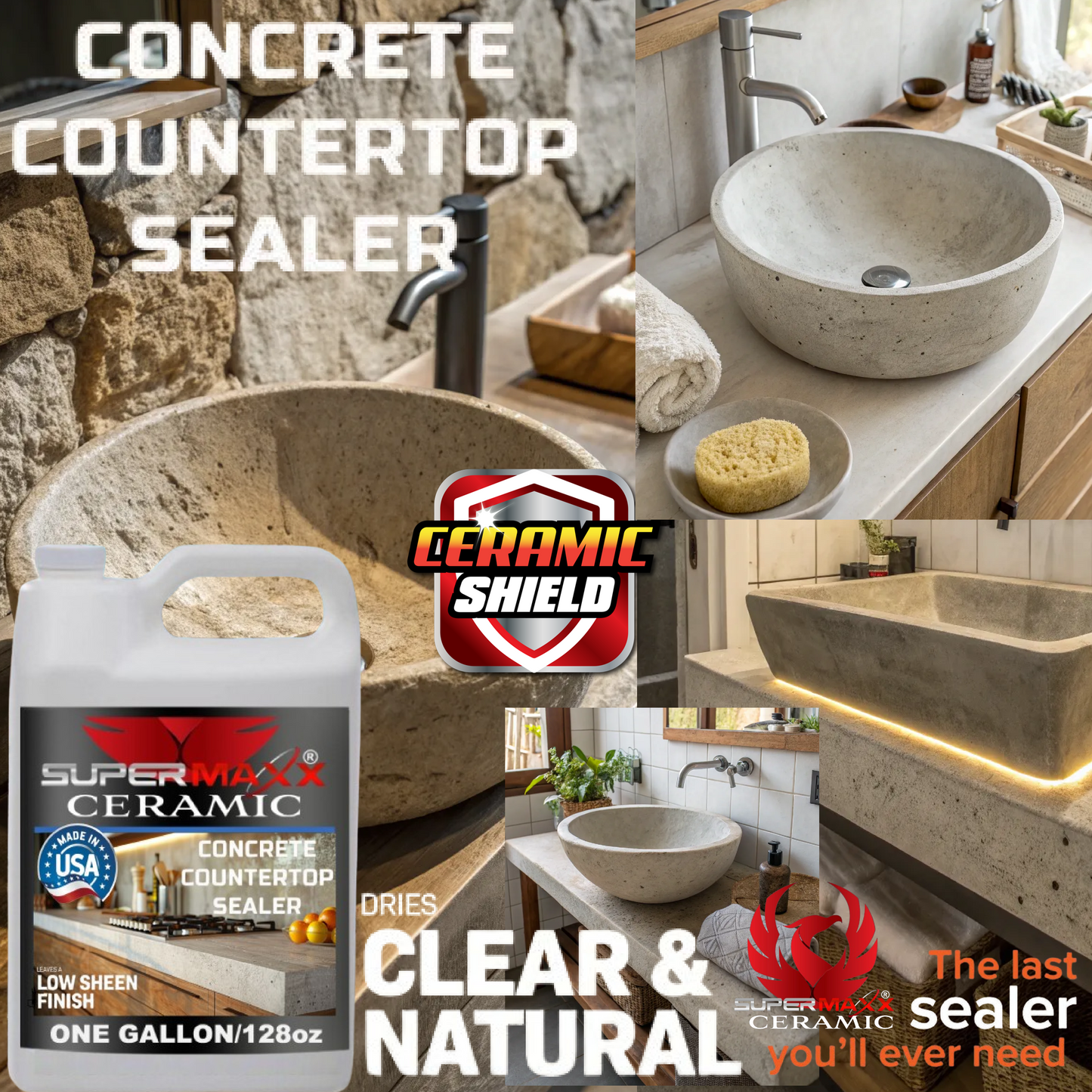 CONCRETE COUNTERTOP SEALER NATURAL FINISH CERAMIC FORMULA - ONE GALLON /128oz