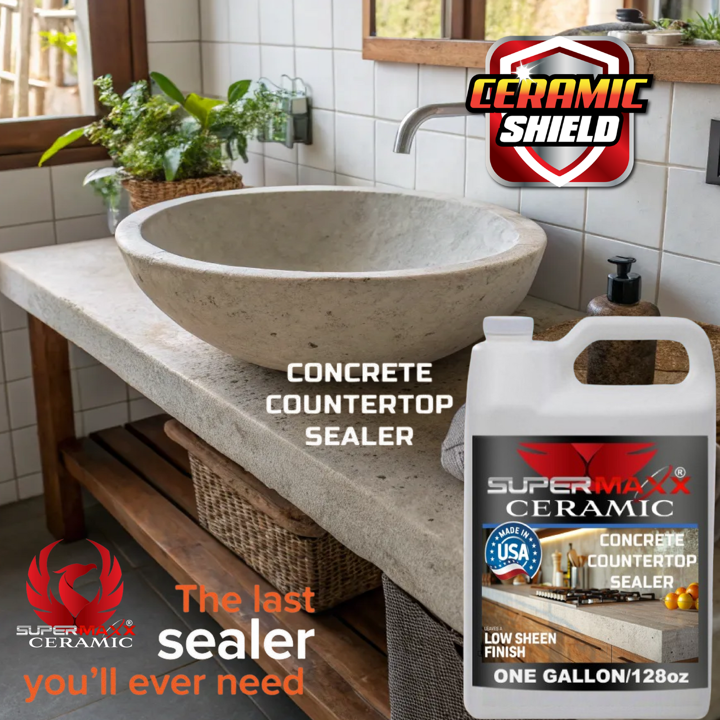 CONCRETE COUNTERTOP SEALER NATURAL FINISH CERAMIC FORMULA - ONE GALLON /128oz