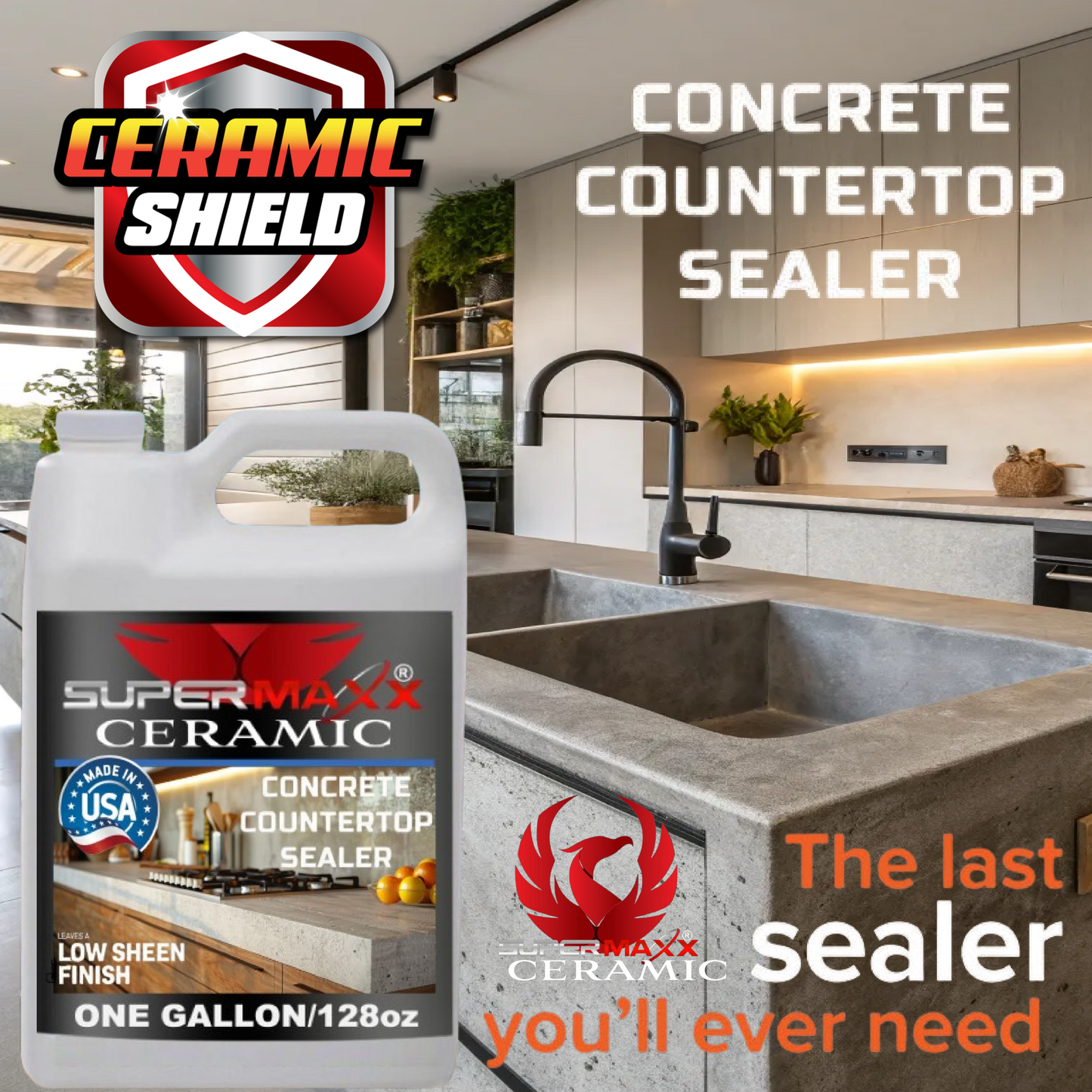 CONCRETE COUNTERTOP SEALER NATURAL FINISH CERAMIC FORMULA - ONE GALLON /128oz