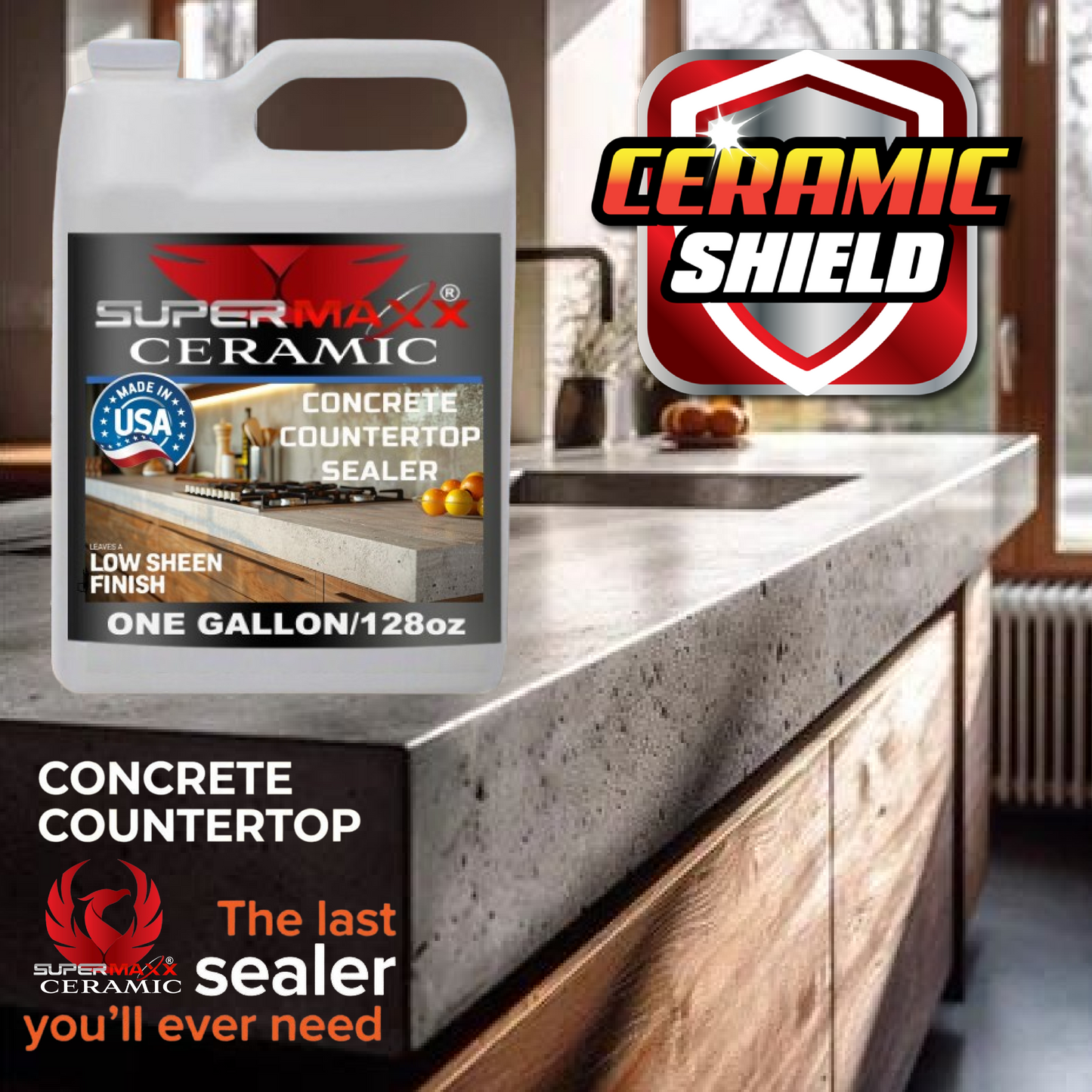 CONCRETE COUNTERTOP SEALER NATURAL FINISH CERAMIC FORMULA - ONE GALLON /128oz