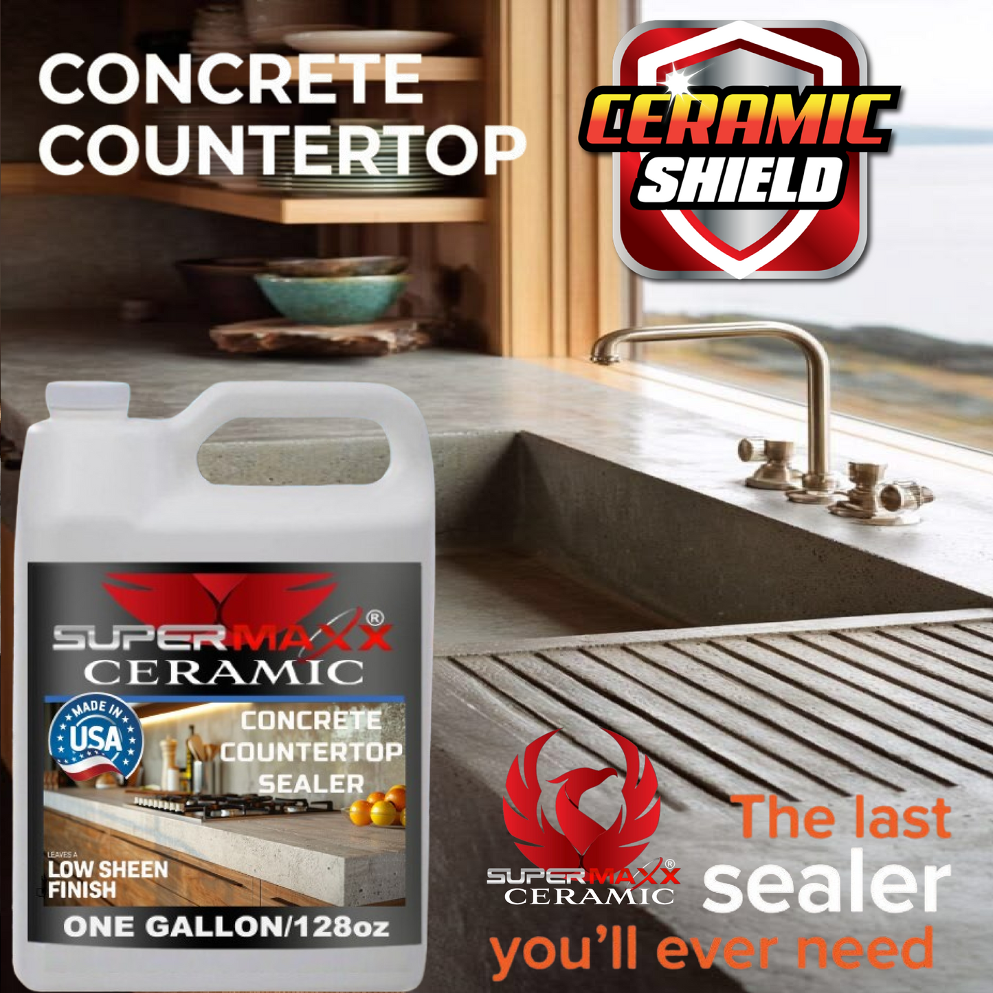 CONCRETE COUNTERTOP SEALER NATURAL FINISH CERAMIC FORMULA - ONE GALLON /128oz