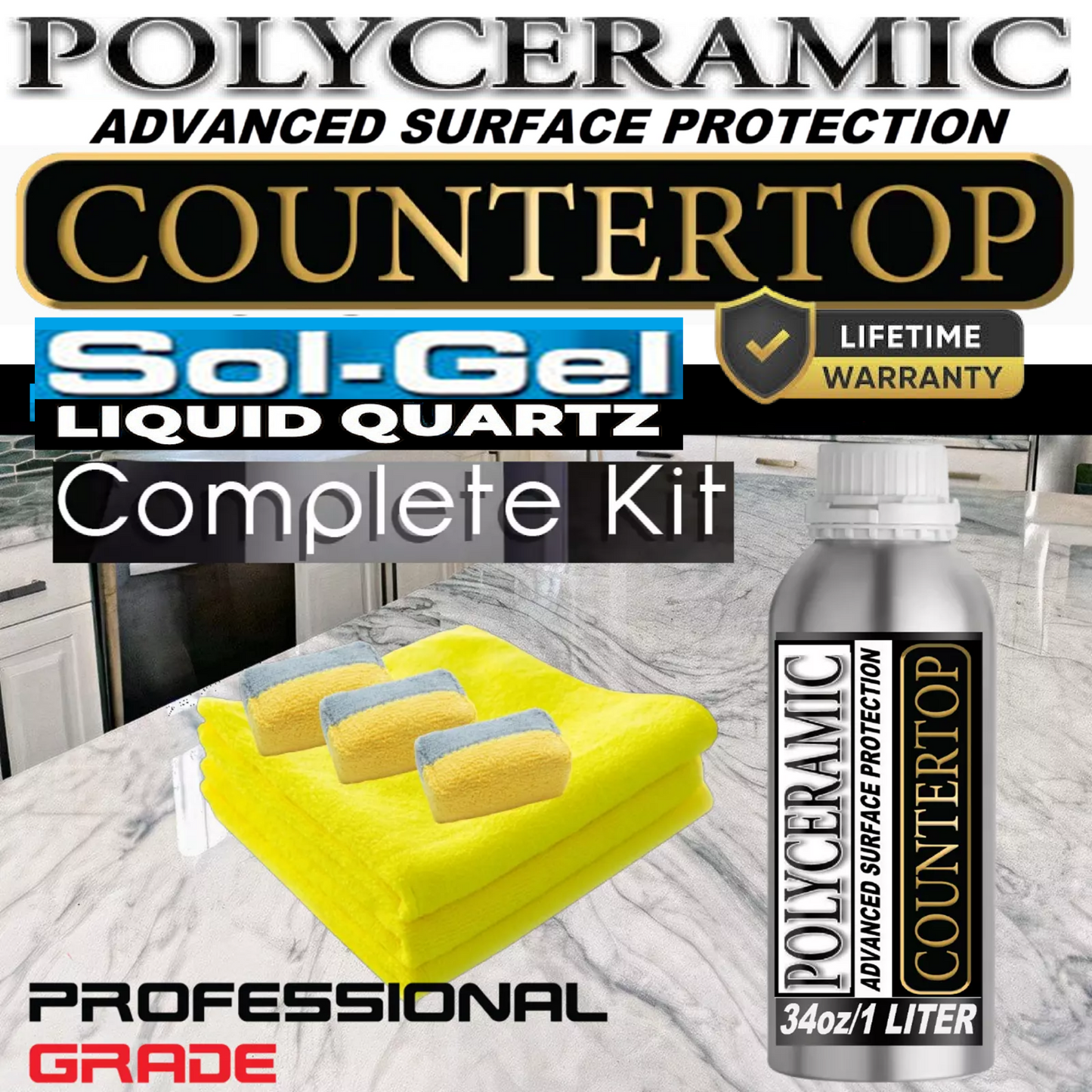 COUNTERTOP SEALER CLEAR COATING ADVANCED STAIN & ETCH PROTECTION" - 34 OZ/1000ML