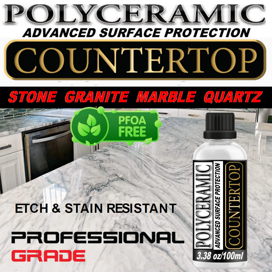 COUNTERTOP STONE SEALER SOL-GEL POLYCERAMIC COATING ETCH & STAIN PROTECTION - 3.38oz/100ml