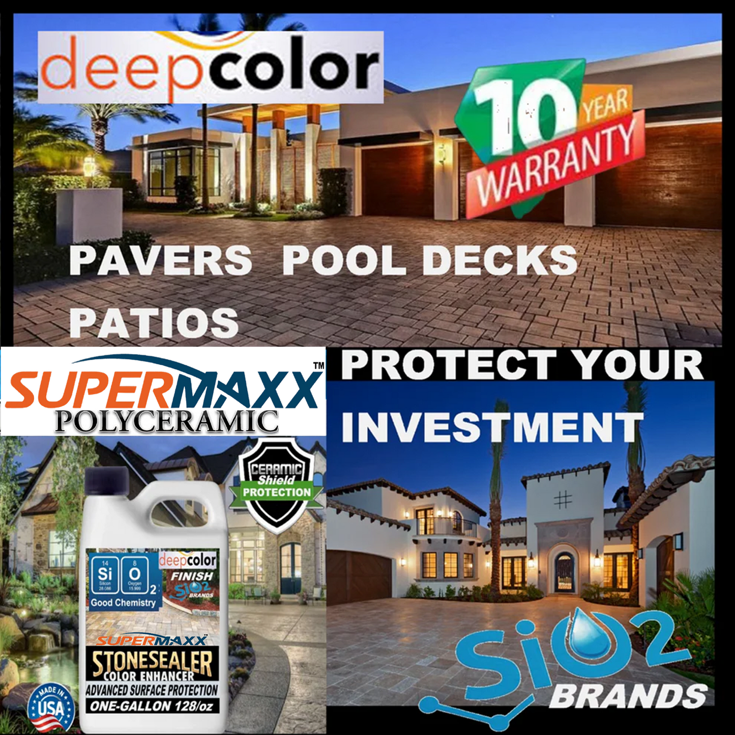 DEEP COLOR ENHANCING CERAMIC PAVER SEALER DRIVEWAYS, PATIOS, POOLS - 1 GALLON