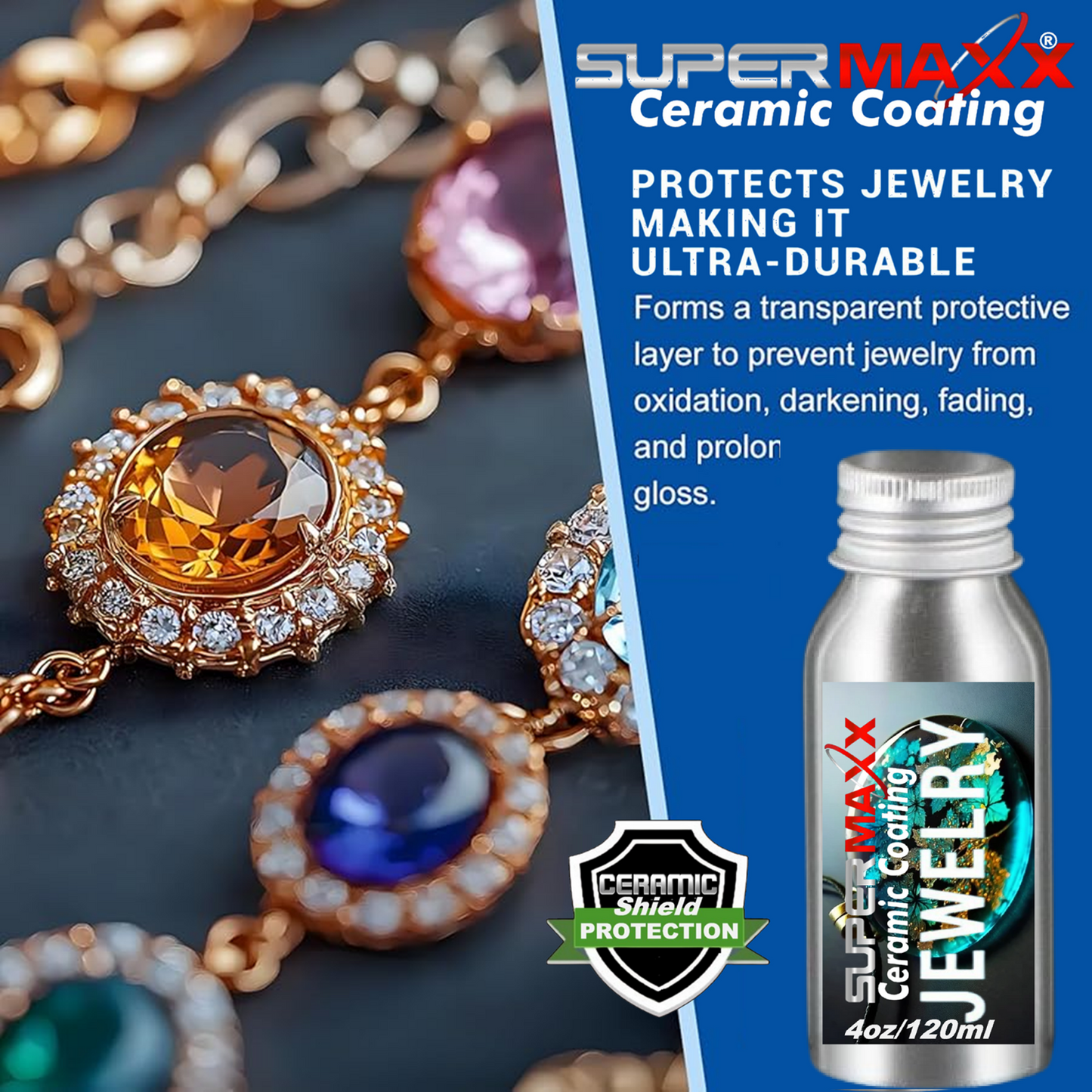 JEWELRY CLEANER POLISH GOLD, SILVER, COPPER, PLATINUM, EPOXY RESIN - 4 OUNCE