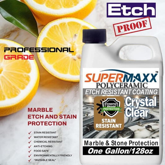 SUPERMAXX MARBLE COUNTERTOP CERAMIC COATING STAIN & ETCH PROTECTION - 1 Gal/128oz