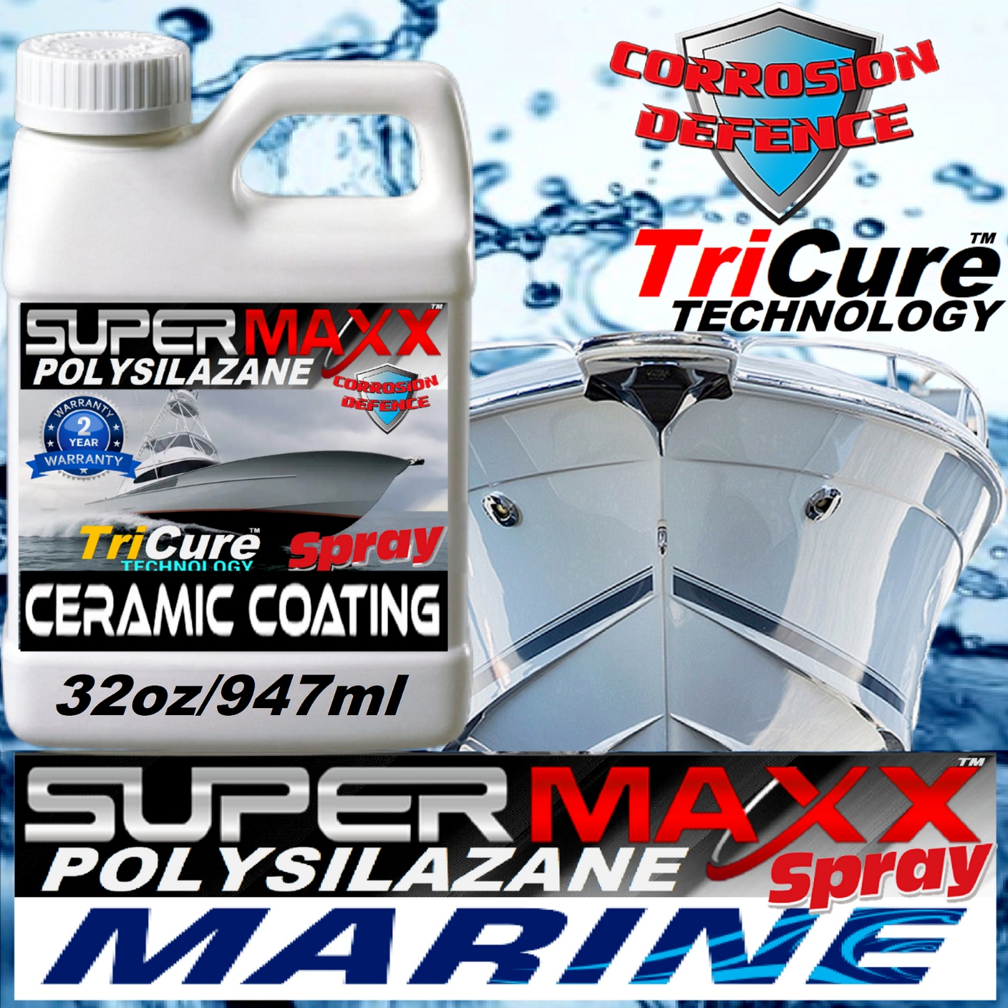 MARINE CERAMIC COATING SPRAY UV SALT GELCOAT PROTECTION