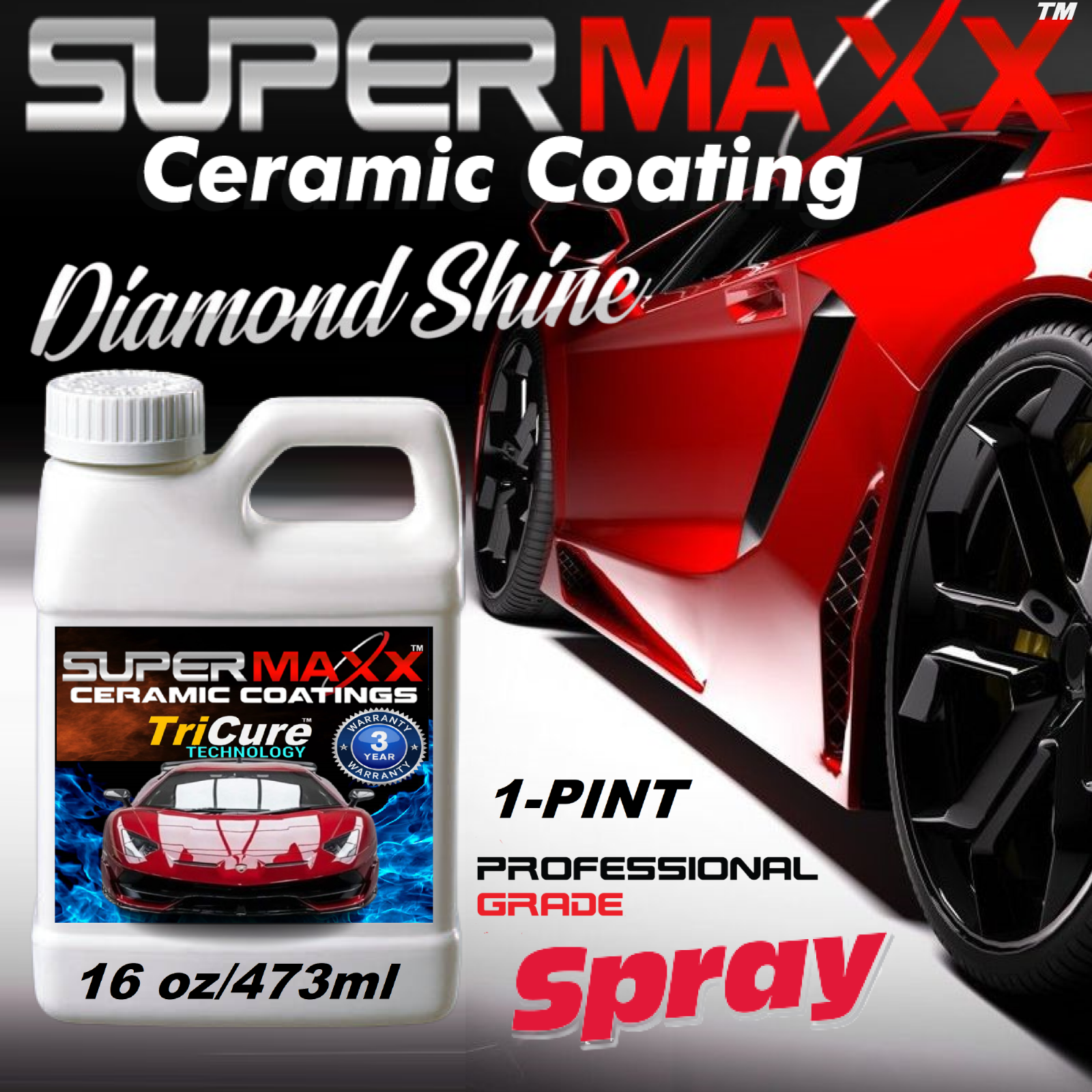 CERAMIC CAR COATING SPRAY ADVANCED PAINT PROTECTION GLOSS - 16 oz/473m ...