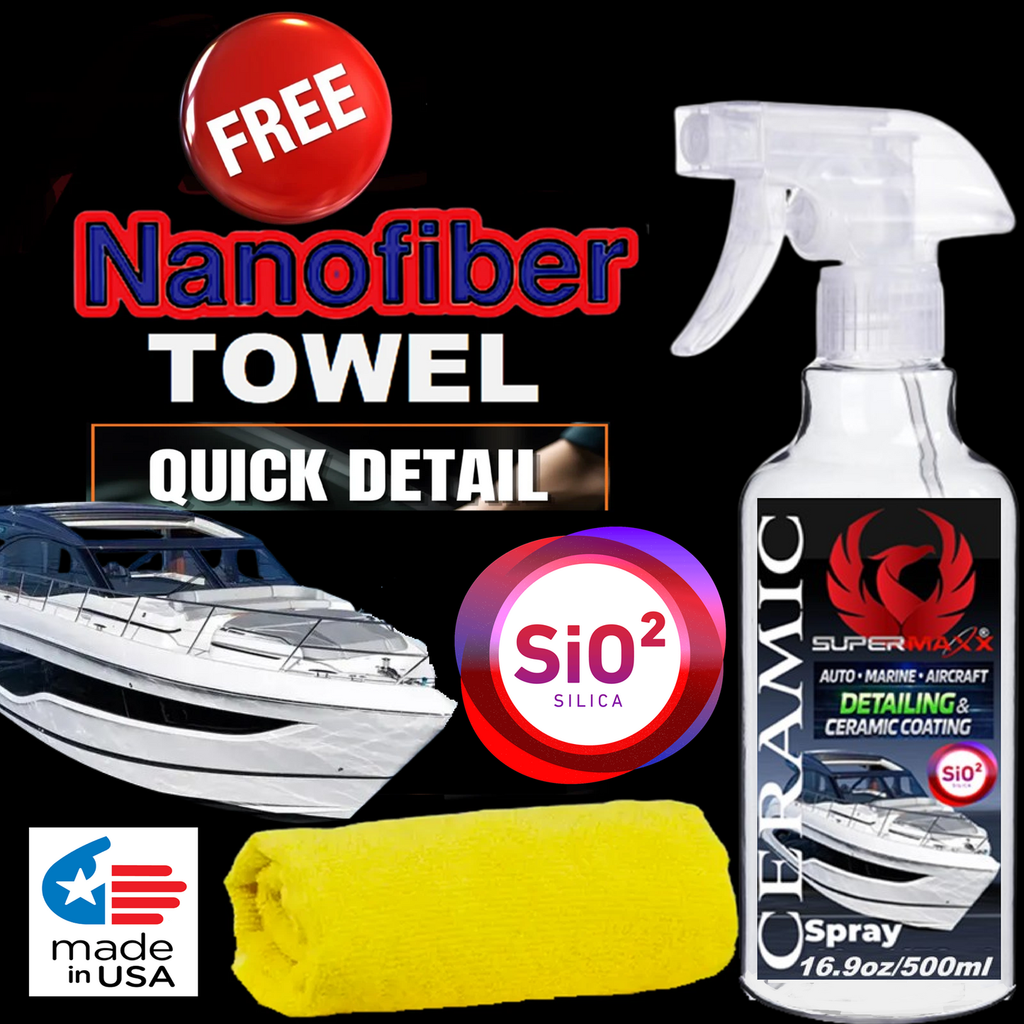 MARINE GRADE QUICK DETAIL SIO2 CERAMIC COATING BOAT PROTECTION - 16.9oz/ 500ml