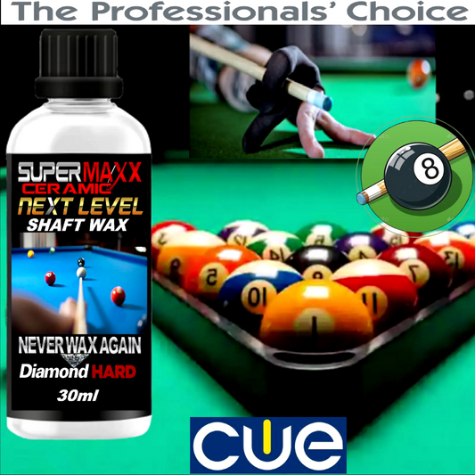 POOL CUE SHAFT WAX CERAMIC CLEAR COATING FOR BETTER SHOTS AND SMOOTHER STROKES - 1oz/30ml
