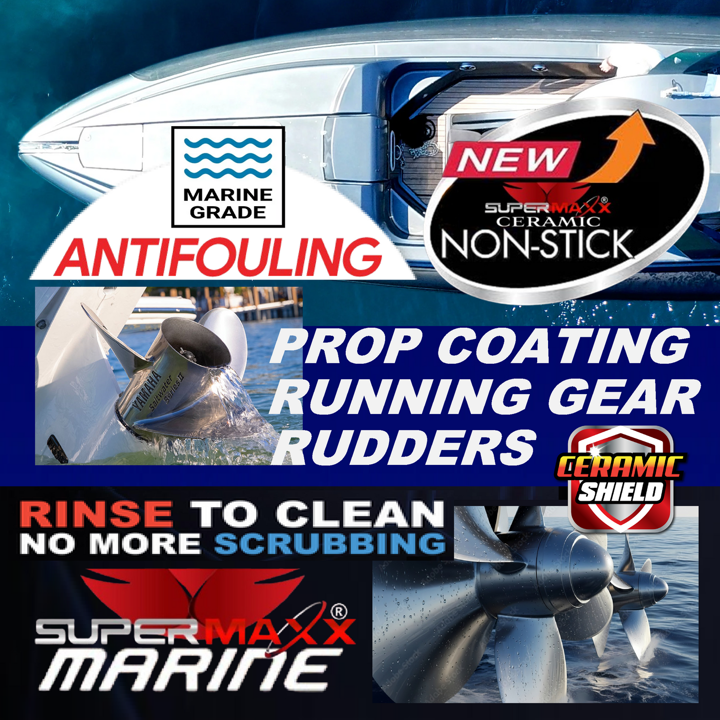 MARINE PROP COAT FOUL RELEASE RUNNING GEAR, RUDDERS, TOP COAT & PRIMER - KIT -34oz/16oz