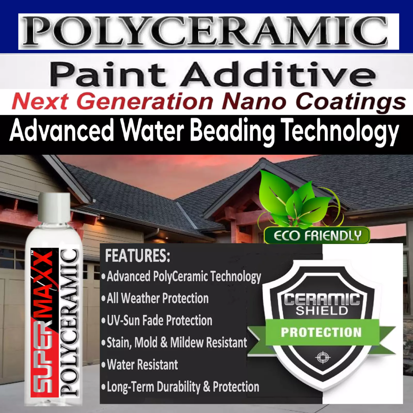 LATEX HOUSE PAINT POLYCERAMIC ADDITIVE FOR ALL WATER BASED PAINTS & COATINGS