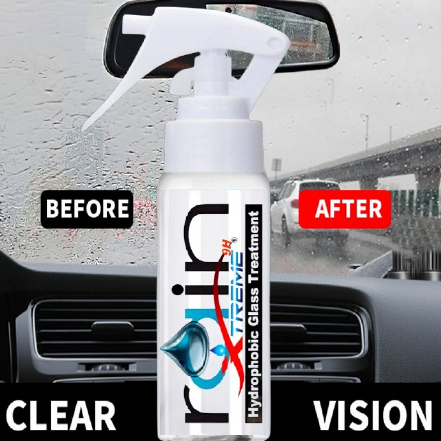 CERAMIC CAR COATING RAIN XTREME GLASS TREATMENT TRICURE TECHNOLOGY