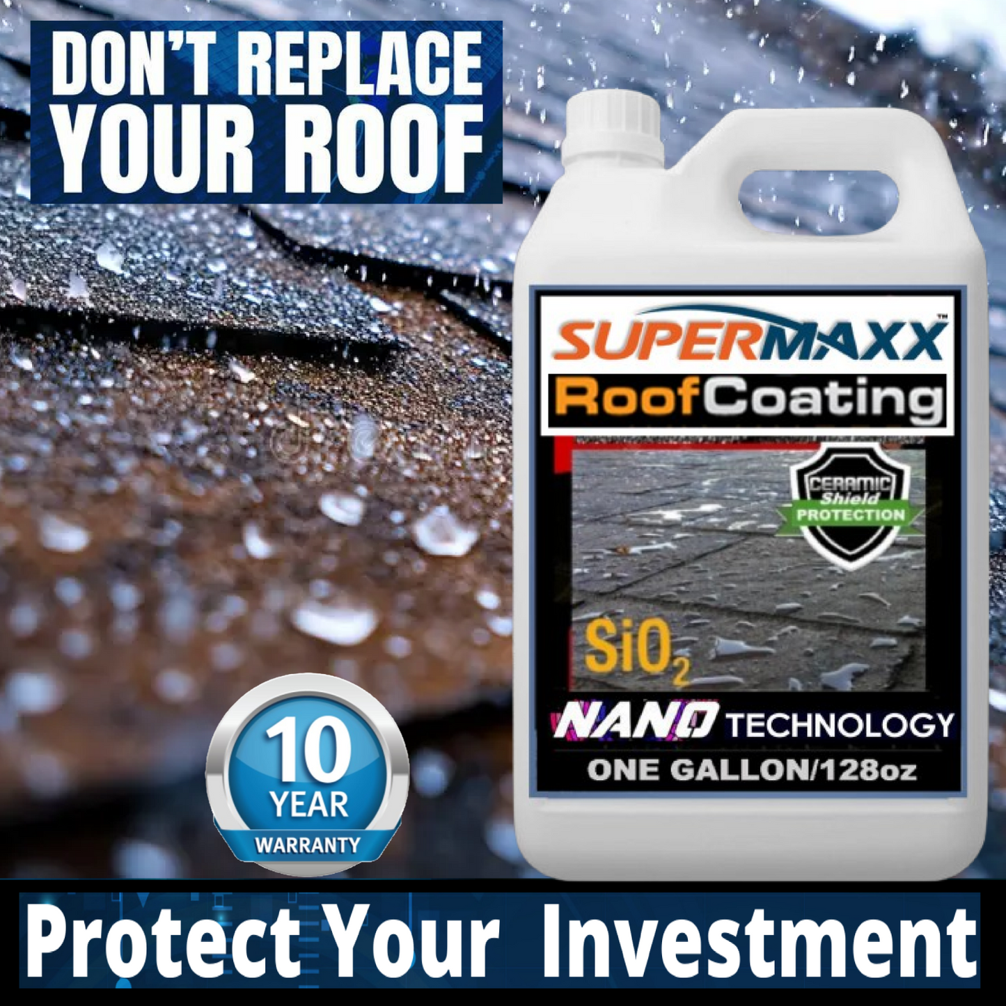 NANO ROOF COATING TRICURE TECHNOLOGY ASPHALT SHINGLES FIBERGLASS - 4 PACK