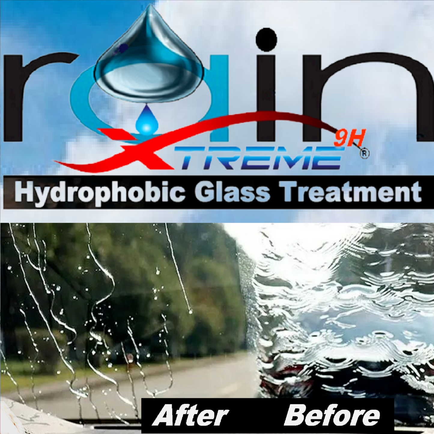 CERAMIC CAR COATING RAIN XTREME GLASS TREATMENT TRICURE TECHNOLOGY