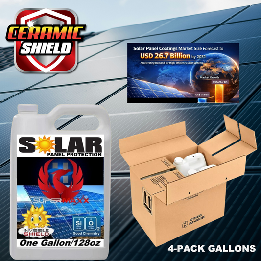 SOLAR PANEL CERAMIC COATING "SELF CLEANING" PROTECTION SPRAY - 128oz/1Gal (4 pack)