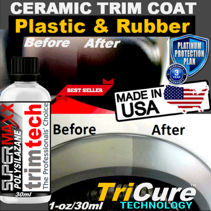 TRIM COAT, CERAMIC PROTECTION, PLASTIC & RUBBER RESTORER WITH TRICURE TECHNOLOGY