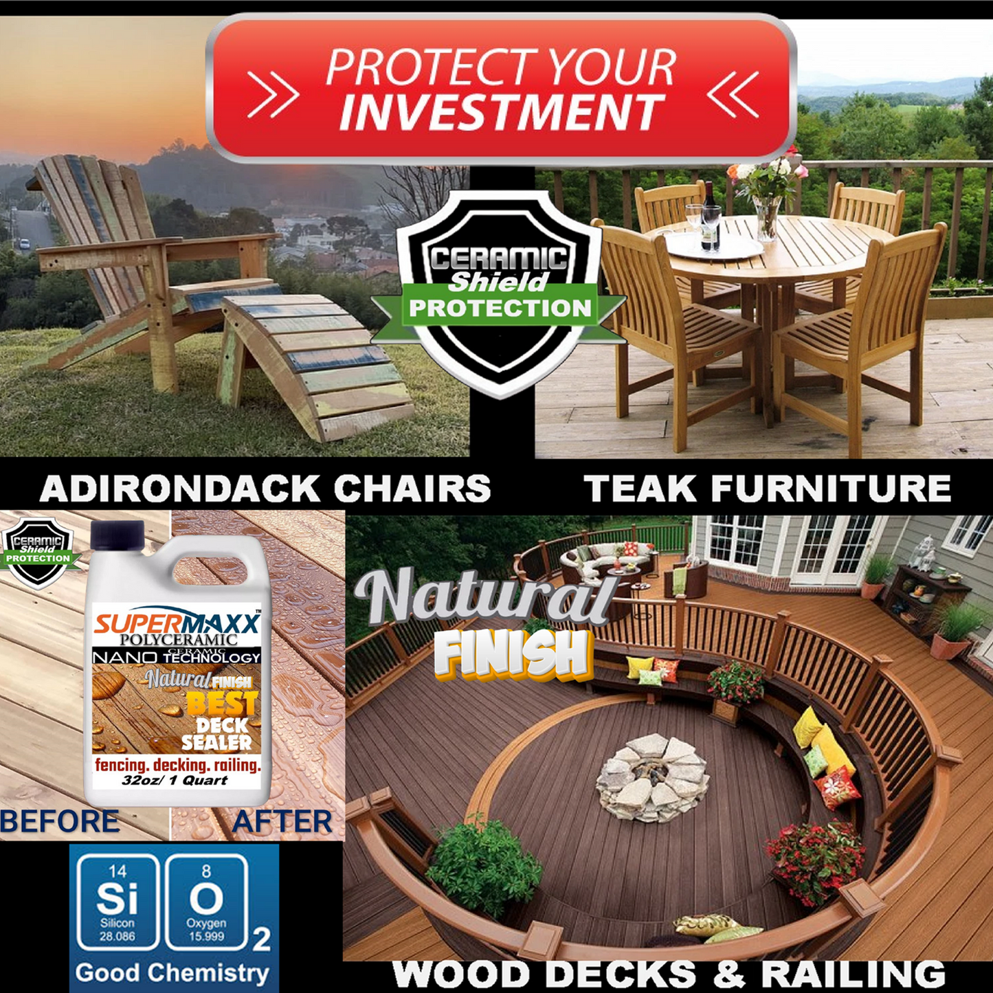 NANO WOOD SEALER COLOR ENHANCER CERAMIC CLEAR COATING WOOD PROTECTION - 1 qt/947ml
