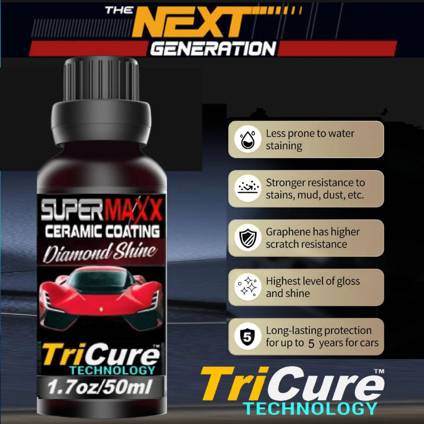GRAPHENE HYBRID CERAMIC CAR COATING ADVANCED TRICURE PAINT PROTECTION