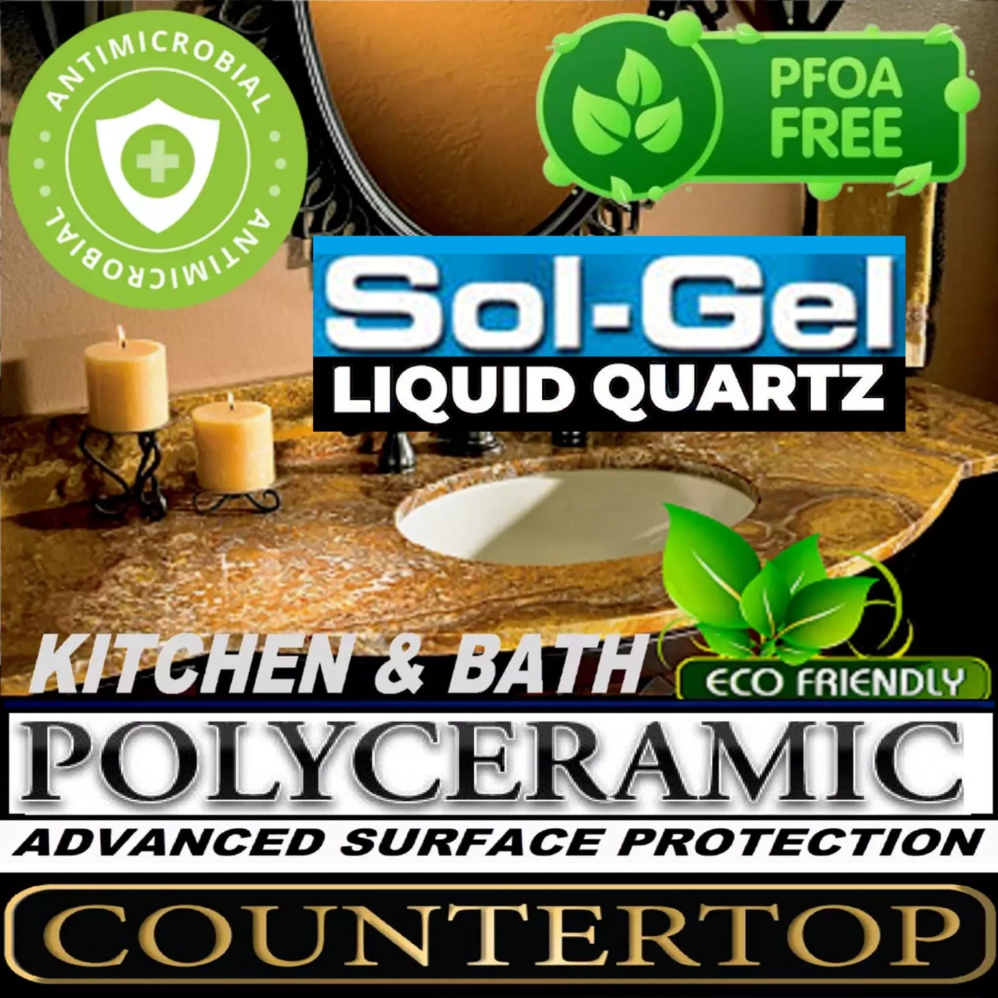 COUNTERTOP SEALER SIO2 CEAMIC COATING FOR GRANITE, STONE, MARBLE - 8 oz/237ml
