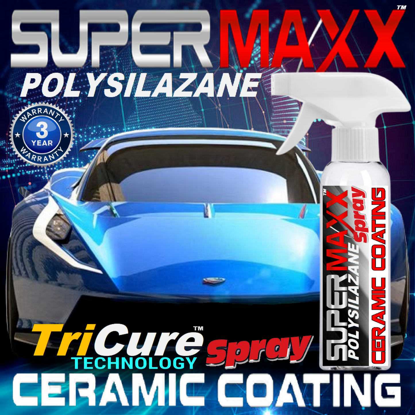 CERAMIC CAR COATING SPRAY  POLYSILAZANE CERAMIC COATING WITH TRICURE TECHNOLOGY